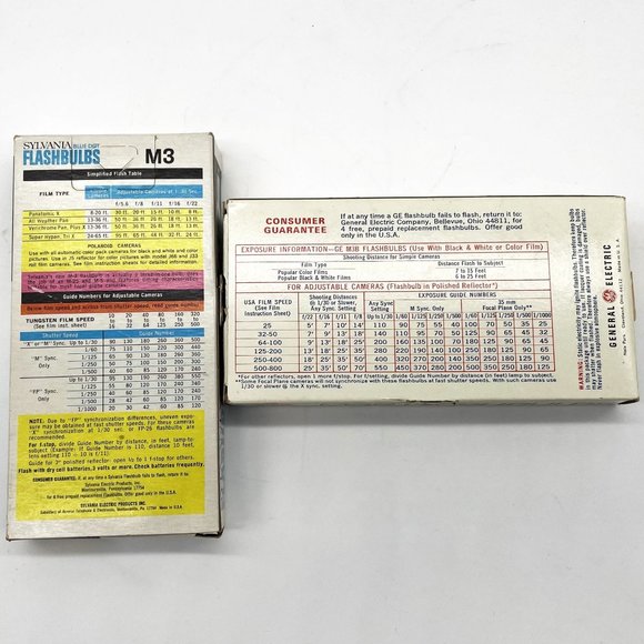 Vtg GE M3B Power Mite Camera Flash Bulbs-12-Sylvania‎ Blue Dot M3 Flashbulbs-7 - Picture 2 of 7